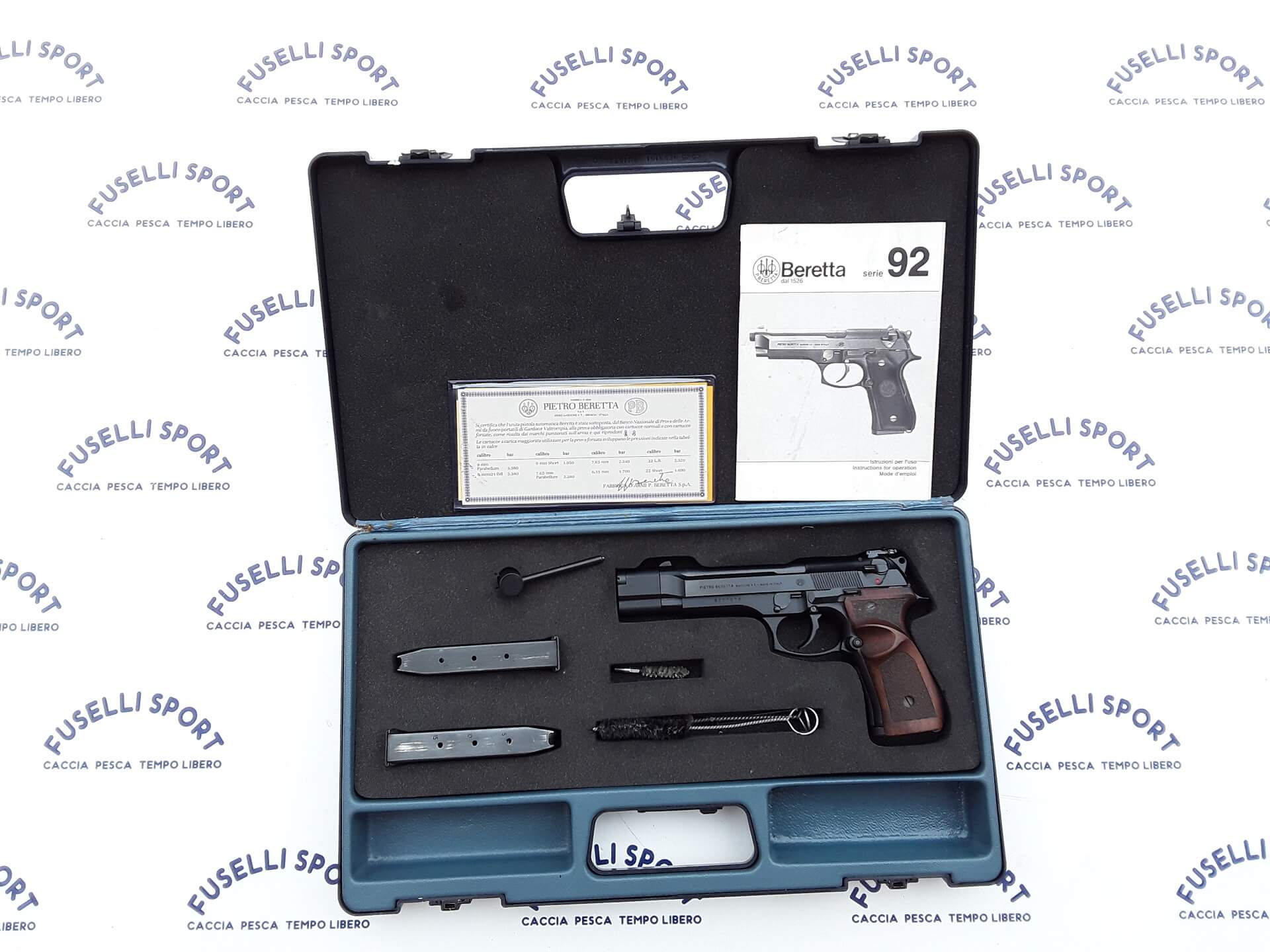 Pistola semiautomatica Beretta modello 98F target Calibro 9×21 corredata da valigetta, 3 caricatori e accessori, ottime condizioni €700